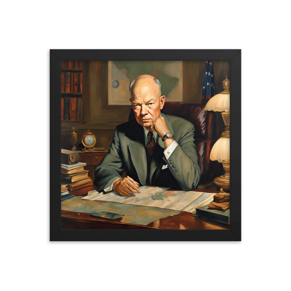 Dwight D. Eisenhower Portrait on Matte Paper Framed Poster MECHANOID LABS