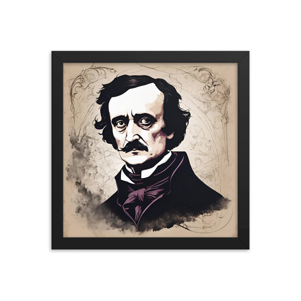 Edgar Allen Poe Portrait on Matte Paper Framed Poster MECHANOID LABS