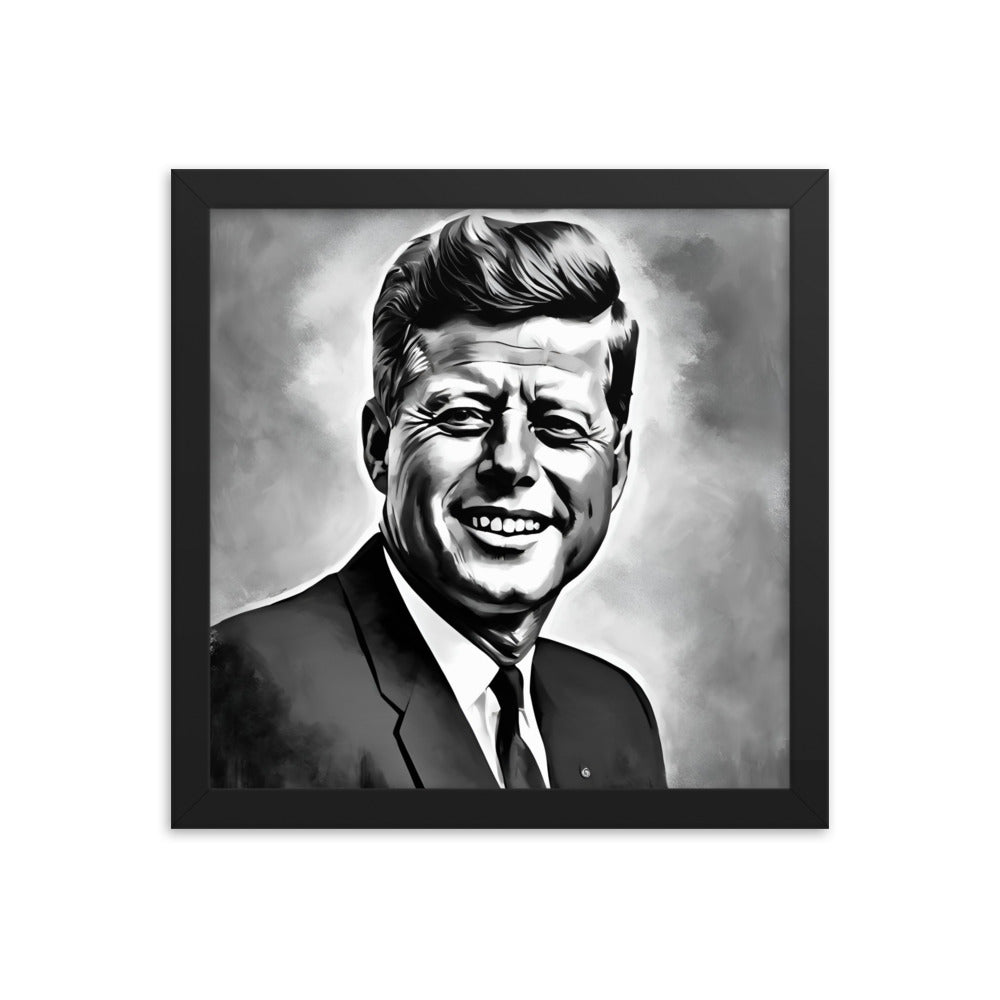 John F. Kennedy Portrait on Matte Paper Framed Poster MECHANOID LABS