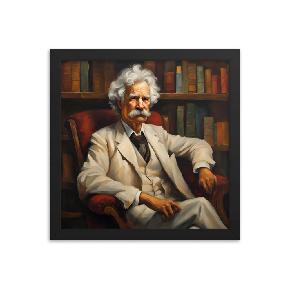 Mark Twain Portrait on Matte Paper Framed Poster MECHANOID LABS