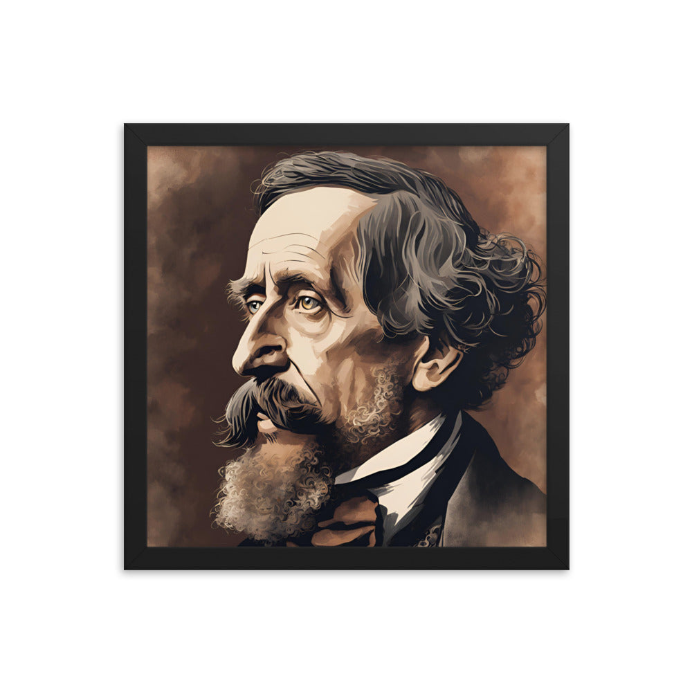 Charles Dickens Portrait on Matte Paper Framed Poster MECHANOID LABS