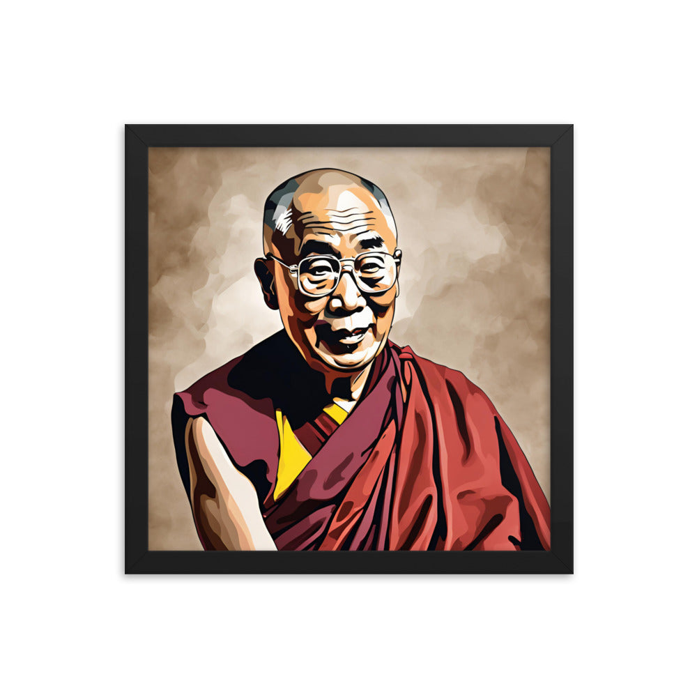Dalai Lama Portrait on Matte Paper Framed Poster MECHANOID LABS