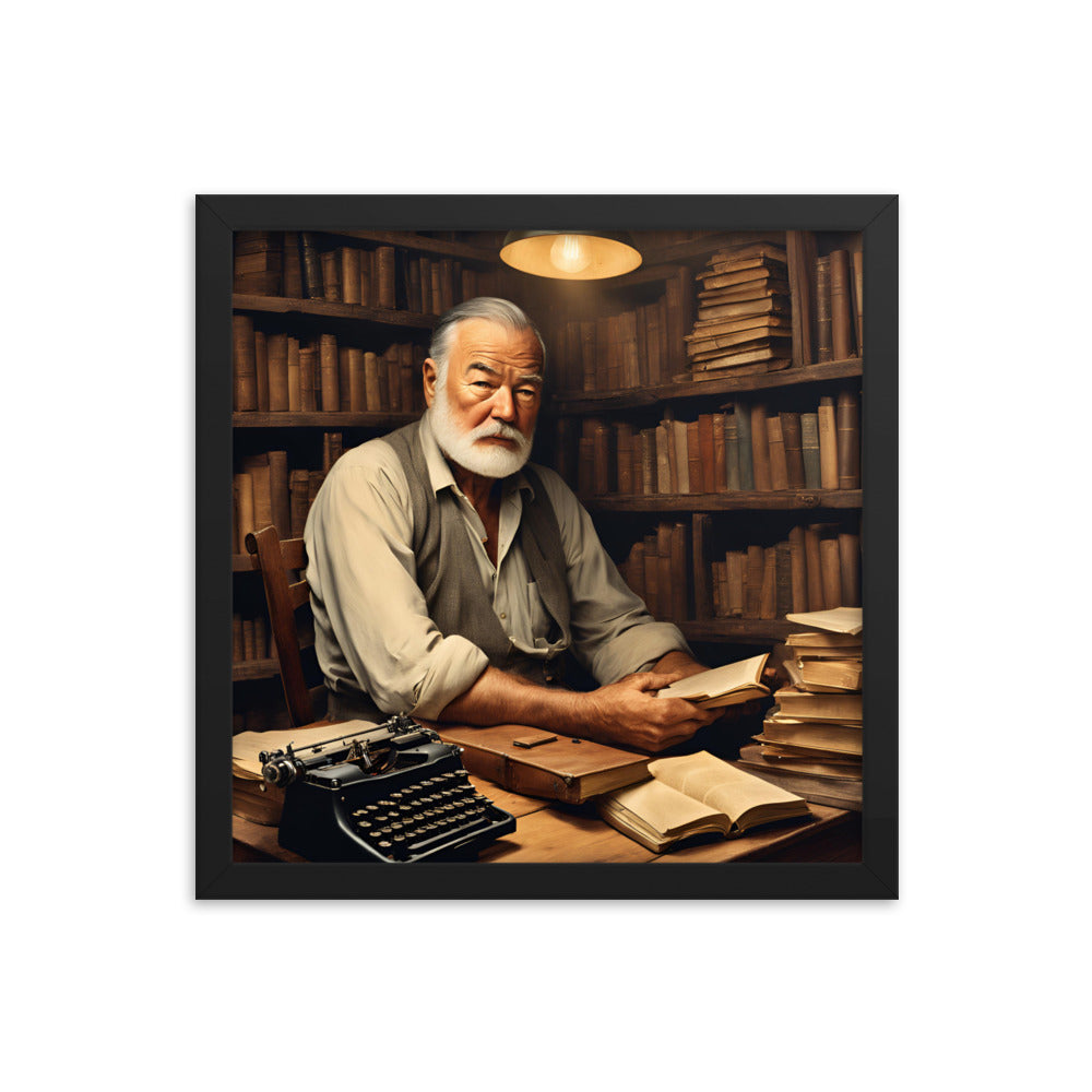 Ernest Hemingway Portrait on Matte Paper Framed Poster MECHANOID LABS