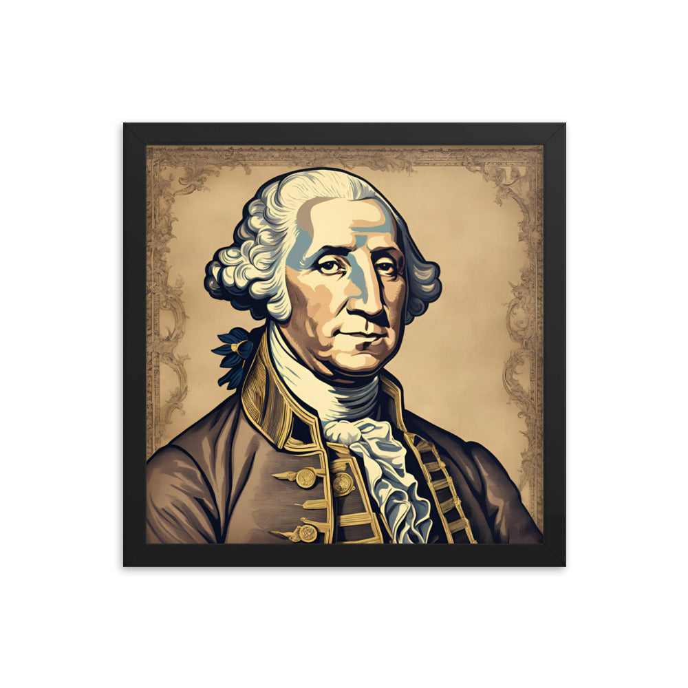 George Washington Portrait on Matte Paper Framed Poster MECHANOID LABS
