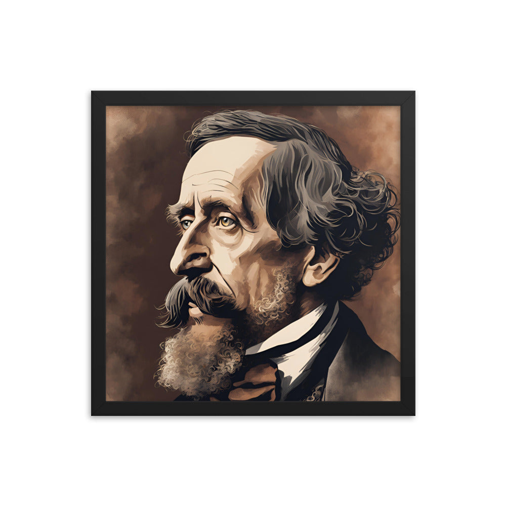 Charles Dickens Portrait on Matte Paper Framed Poster MECHANOID LABS
