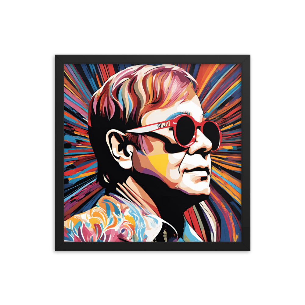 Elton John Portrait on Matte Paper Framed Poster MECHANOID LABS
