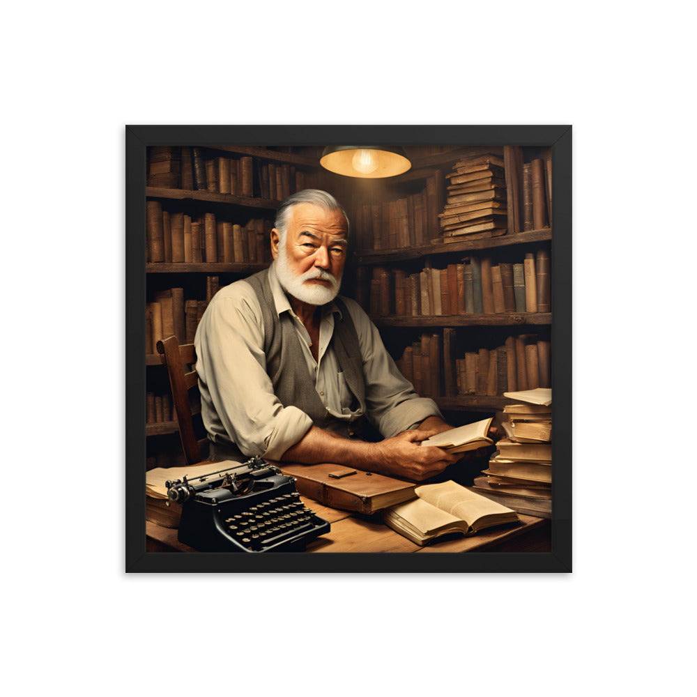 Ernest Hemingway Portrait on Matte Paper Framed Poster MECHANOID LABS
