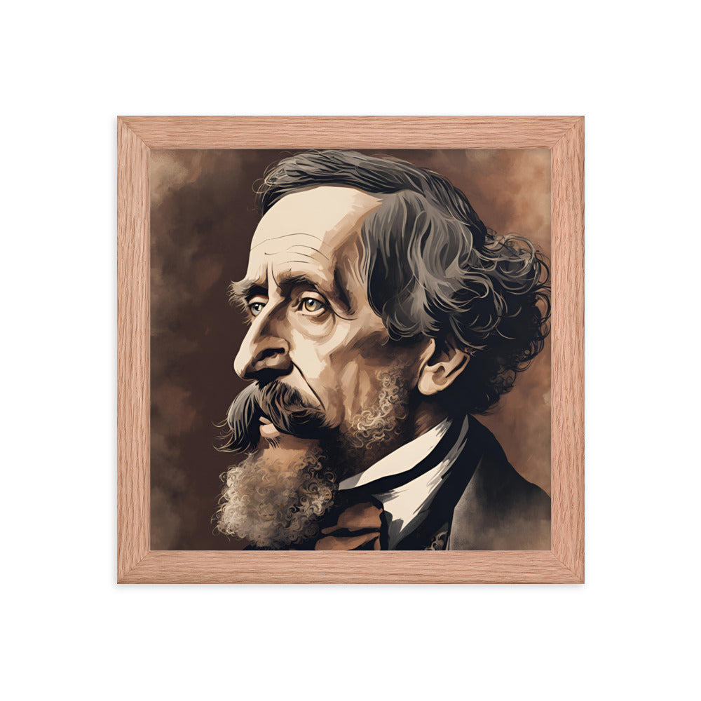 Charles Dickens Portrait on Matte Paper Framed Poster MECHANOID LABS