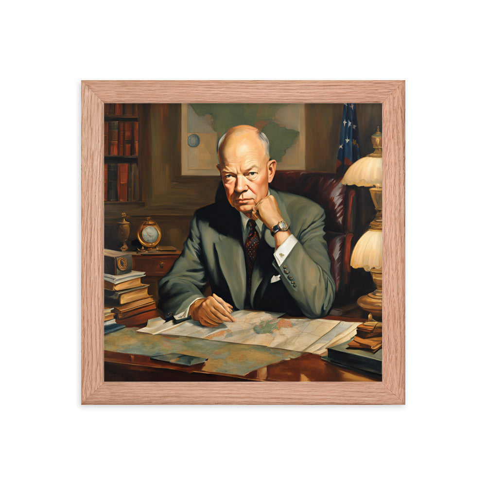 Dwight D. Eisenhower Portrait on Matte Paper Framed Poster MECHANOID LABS