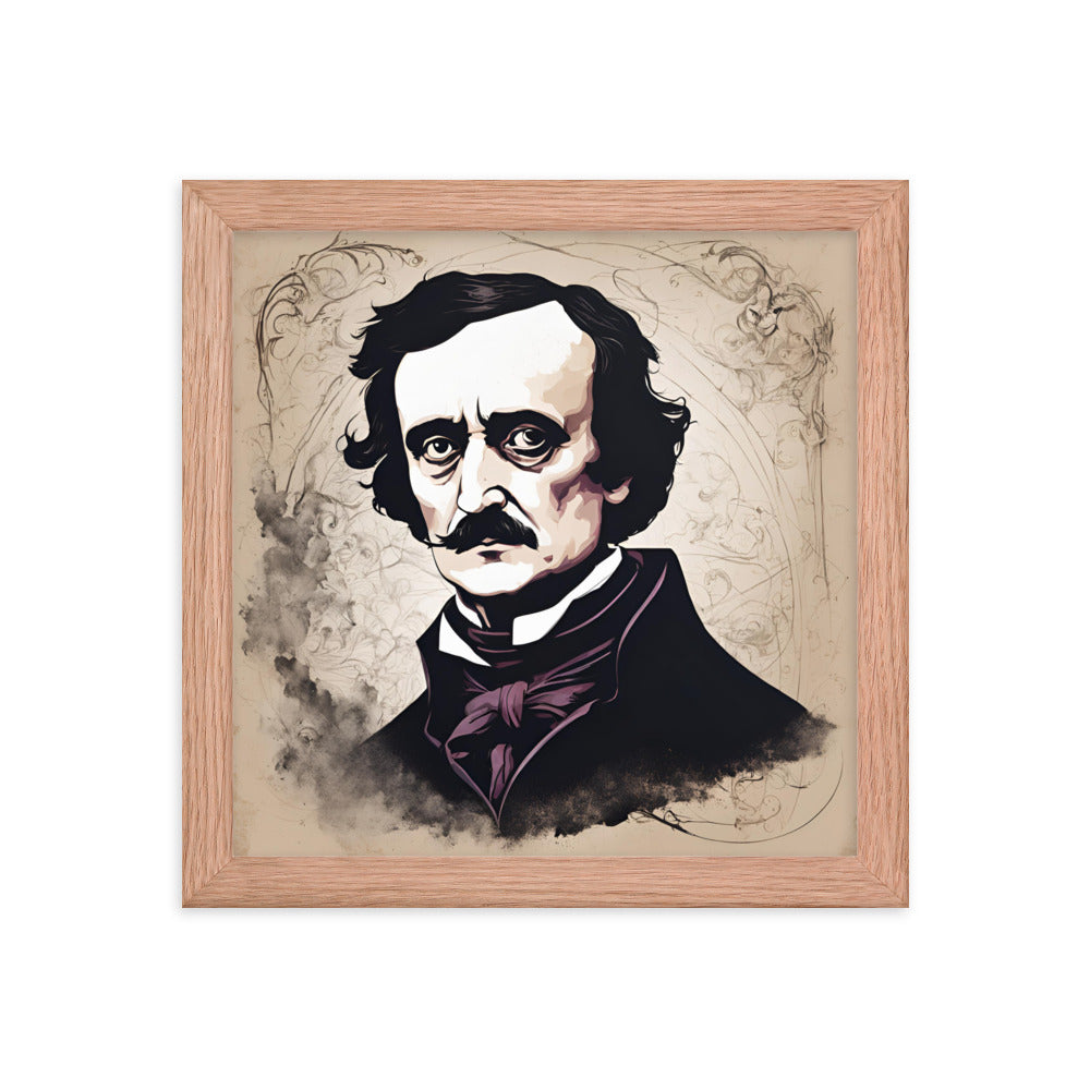 Edgar Allen Poe Portrait on Matte Paper Framed Poster MECHANOID LABS