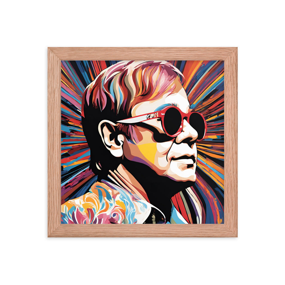 Elton John Portrait on Matte Paper Framed Poster MECHANOID LABS