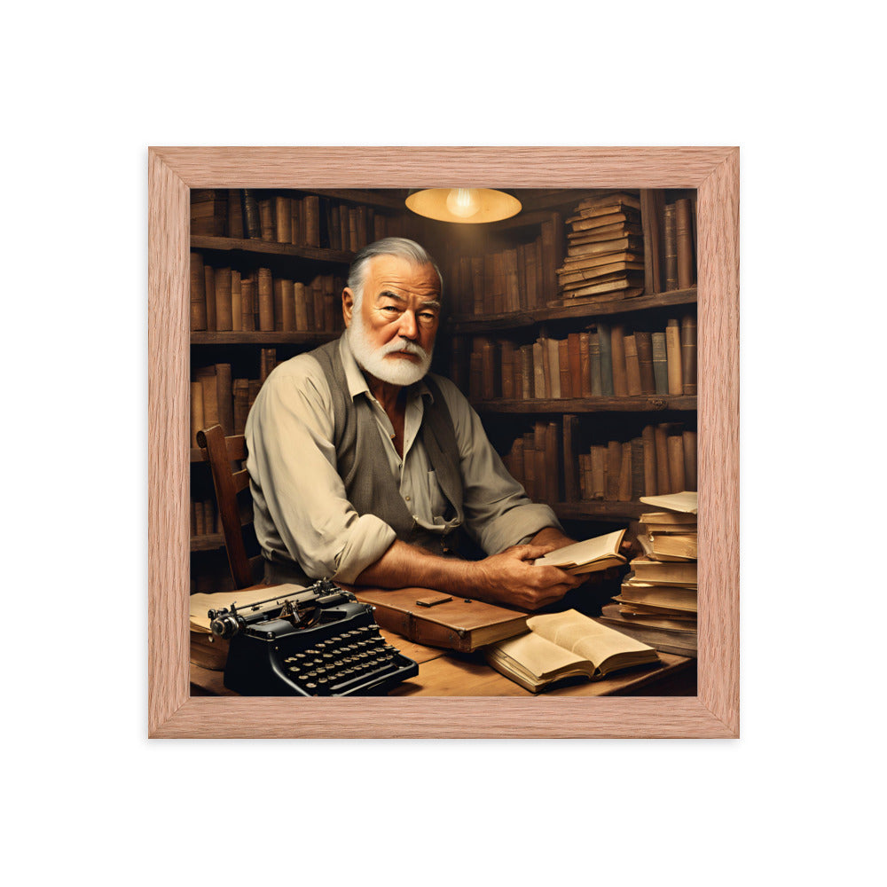 Ernest Hemingway Portrait on Matte Paper Framed Poster MECHANOID LABS