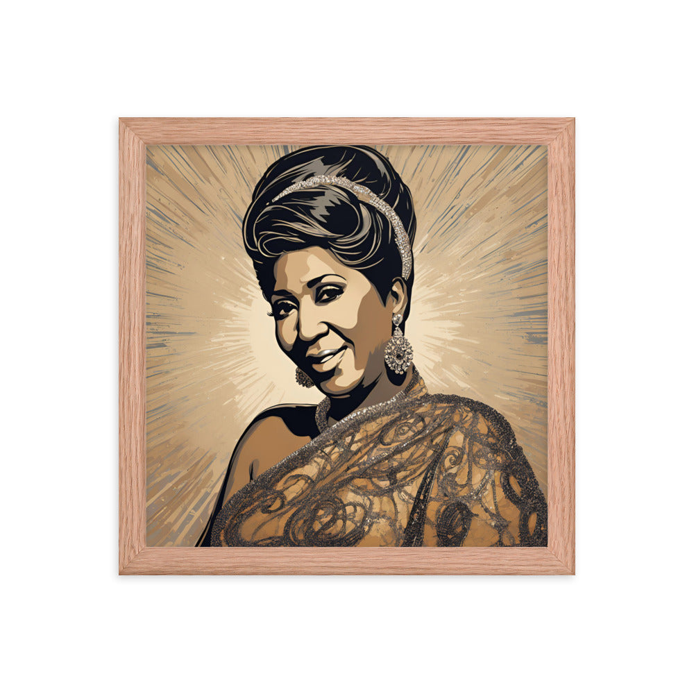Aretha Franklin Portrait on Matte Paper Framed Poster MECHANOID LABS