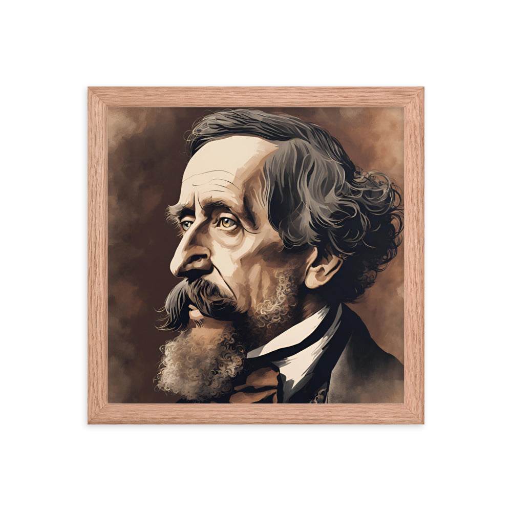 Charles Dickens Portrait on Matte Paper Framed Poster MECHANOID LABS