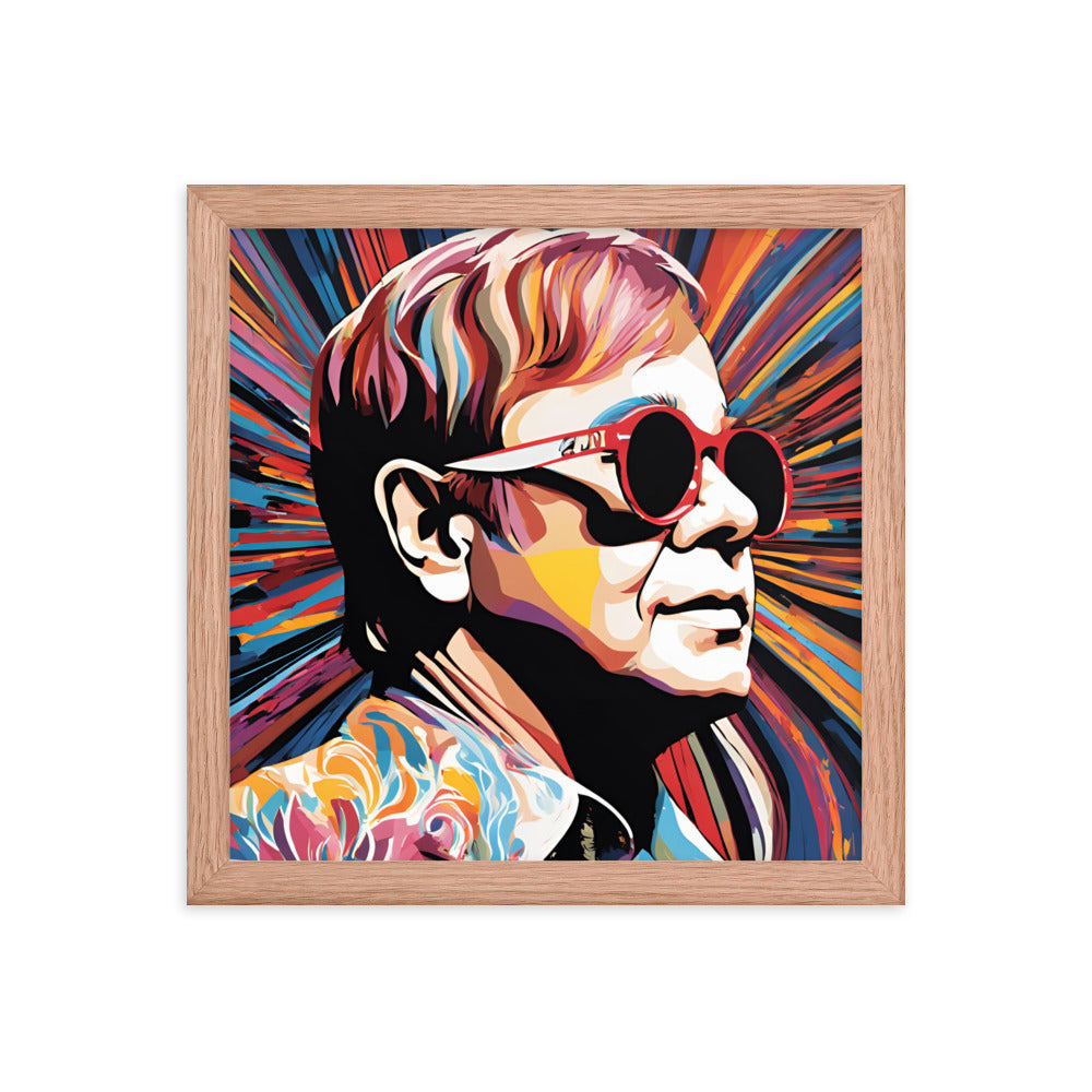 Elton John Portrait on Matte Paper Framed Poster MECHANOID LABS