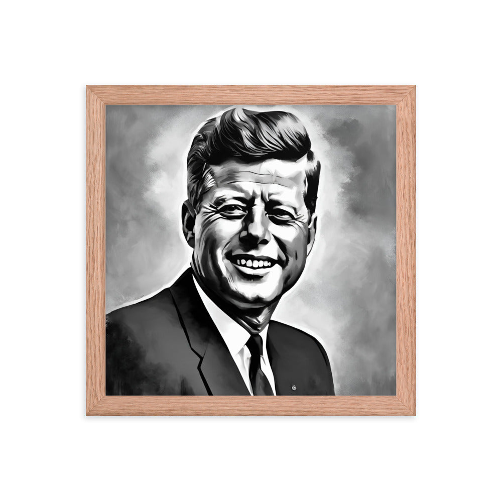 John F. Kennedy Portrait on Matte Paper Framed Poster MECHANOID LABS
