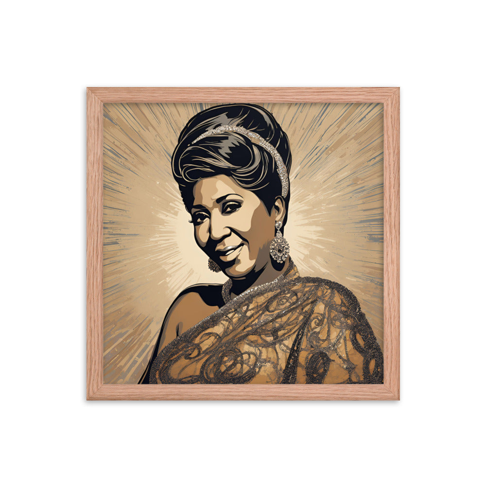 Aretha Franklin Portrait on Matte Paper Framed Poster MECHANOID LABS