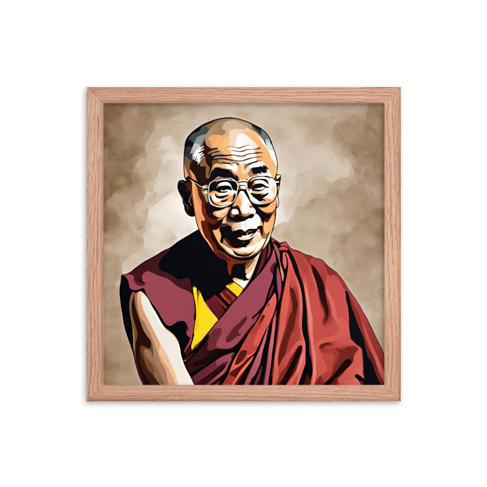 Dalai Lama Portrait on Matte Paper Framed Poster MECHANOID LABS