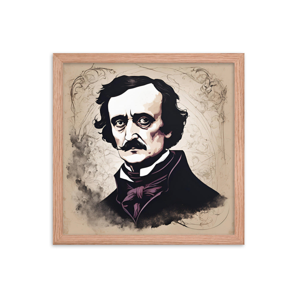 Edgar Allen Poe Portrait on Matte Paper Framed Poster MECHANOID LABS