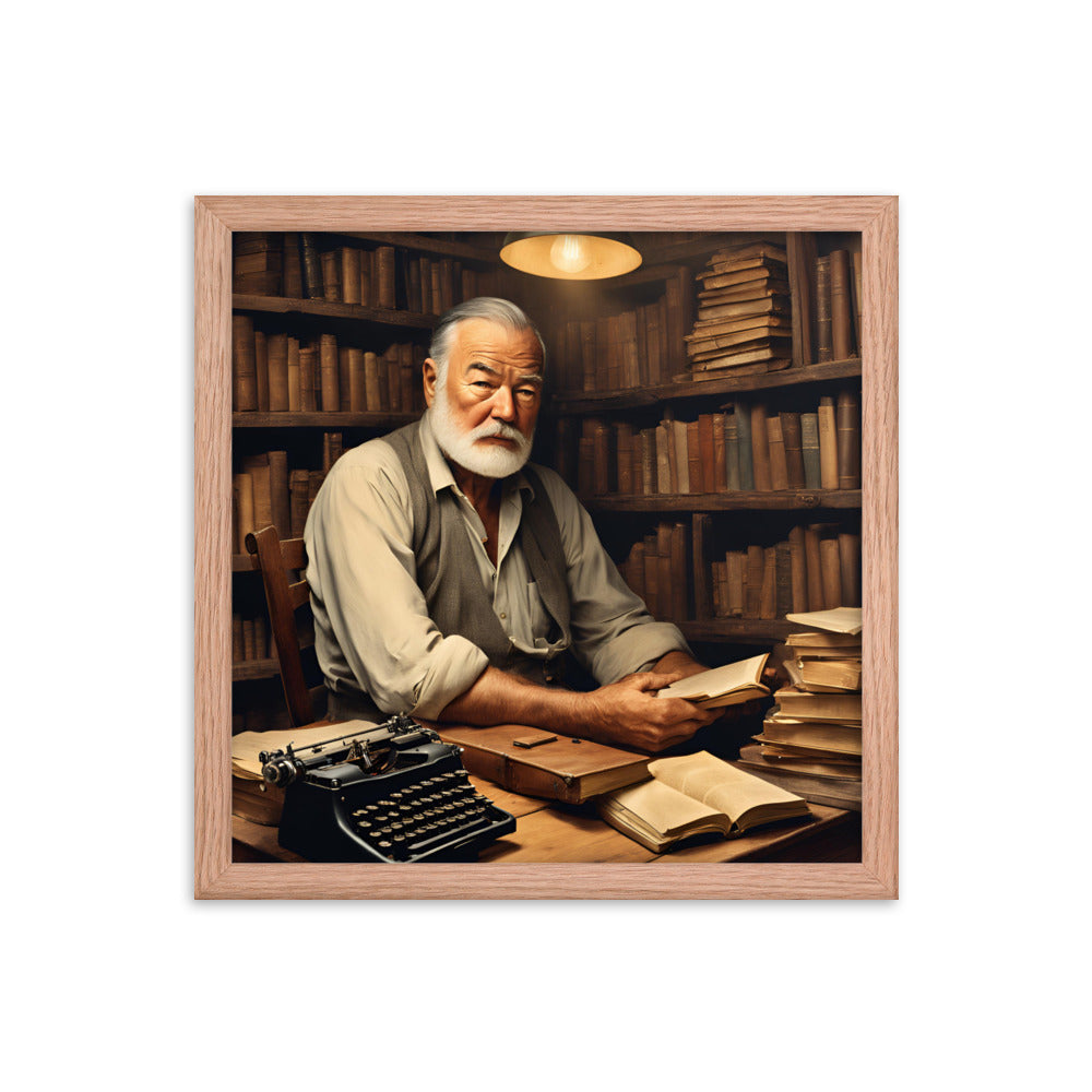 Ernest Hemingway Portrait on Matte Paper Framed Poster MECHANOID LABS