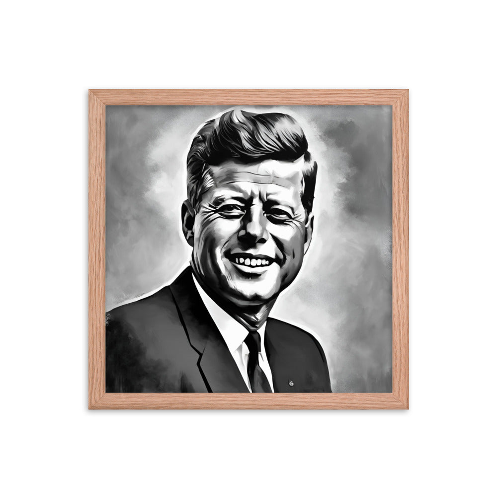 John F. Kennedy Portrait on Matte Paper Framed Poster MECHANOID LABS