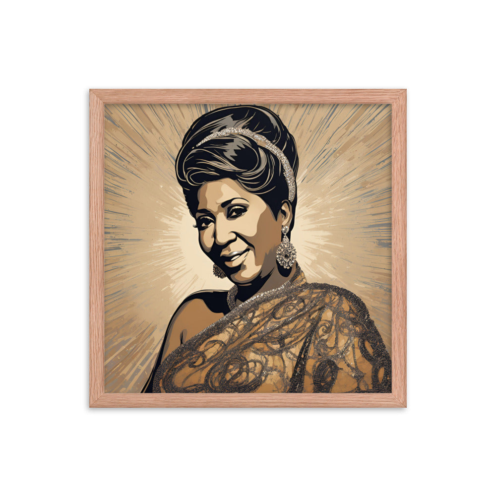 Aretha Franklin Portrait on Matte Paper Framed Poster MECHANOID LABS