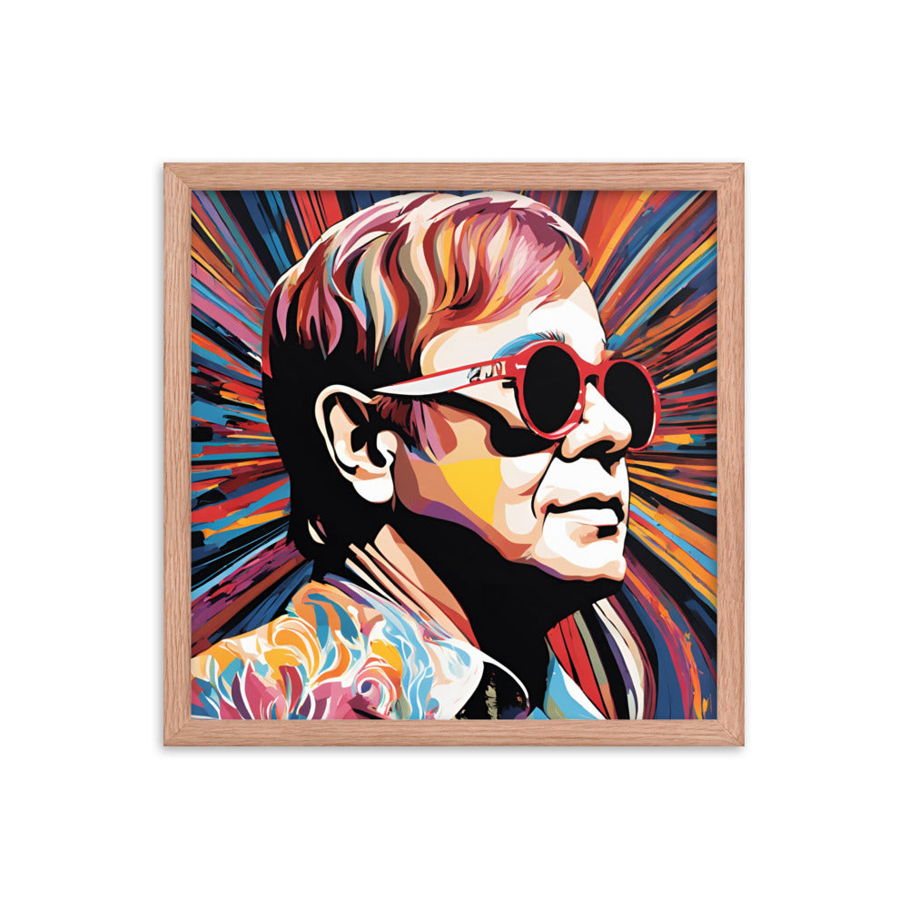 Elton John Portrait on Matte Paper Framed Poster MECHANOID LABS