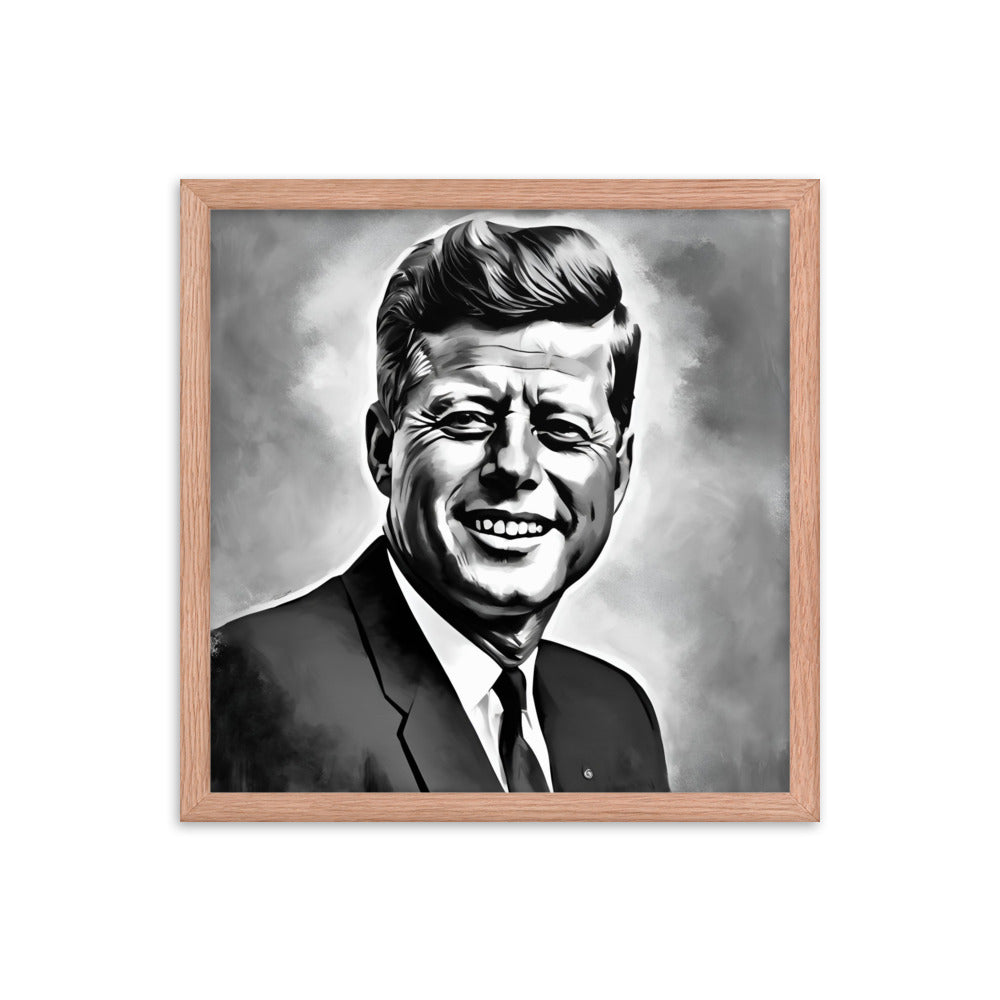 John F. Kennedy Portrait on Matte Paper Framed Poster MECHANOID LABS