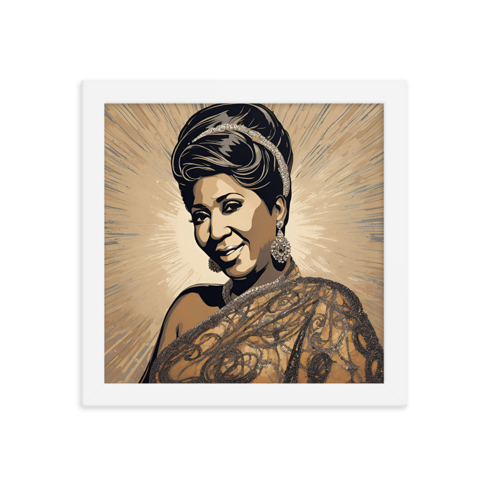 Aretha Franklin Portrait on Matte Paper Framed Poster MECHANOID LABS