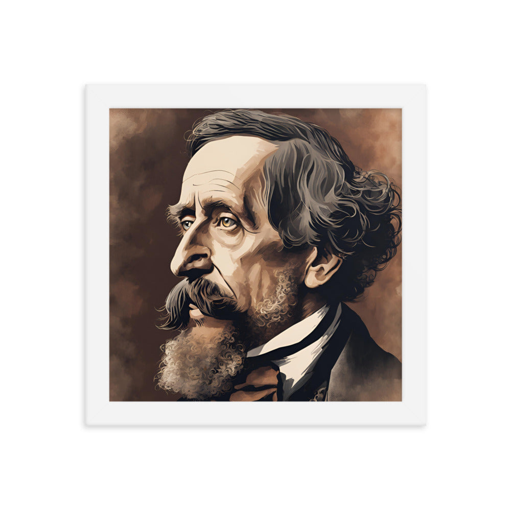 Charles Dickens Portrait on Matte Paper Framed Poster MECHANOID LABS