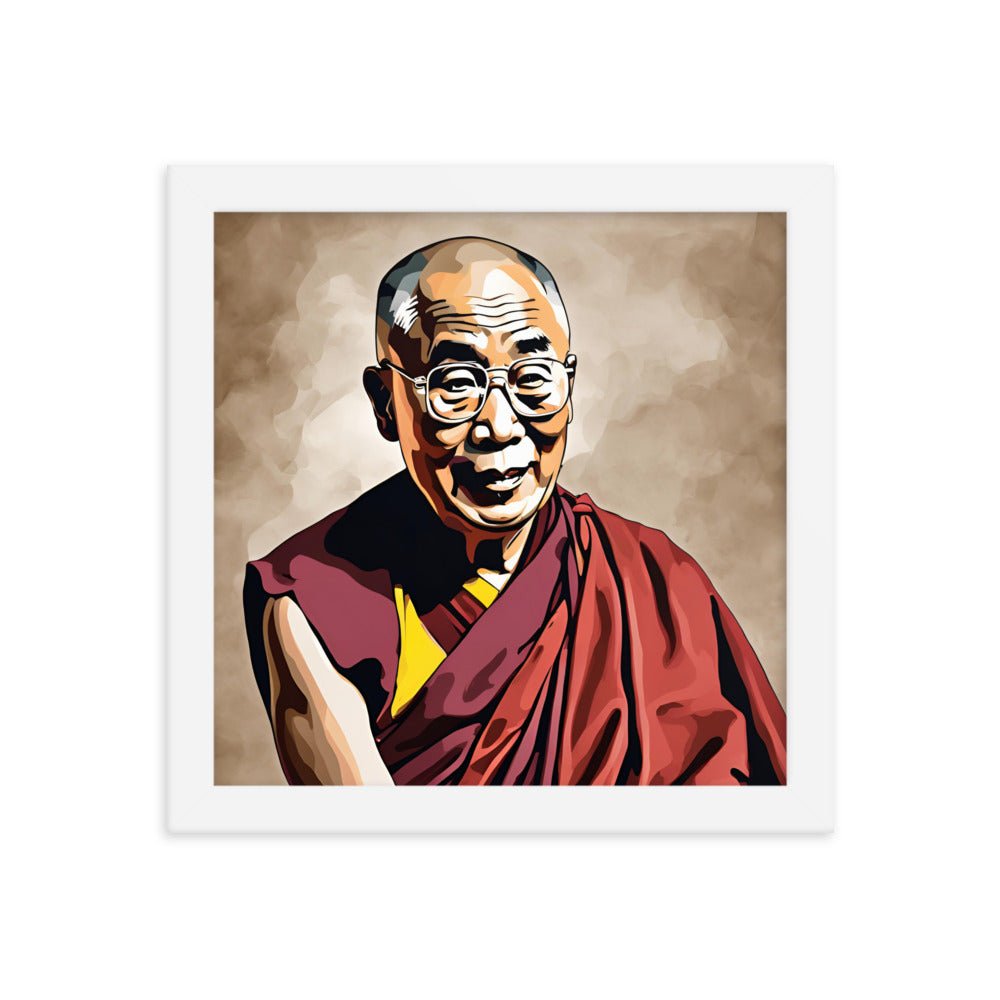 Dalai Lama Portrait on Matte Paper Framed Poster MECHANOID LABS