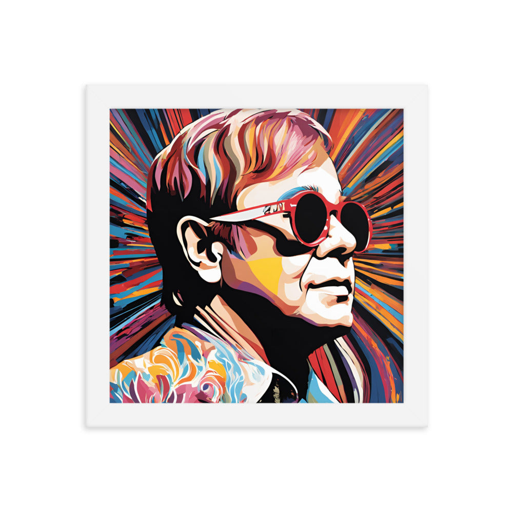 Elton John Portrait on Matte Paper Framed Poster MECHANOID LABS