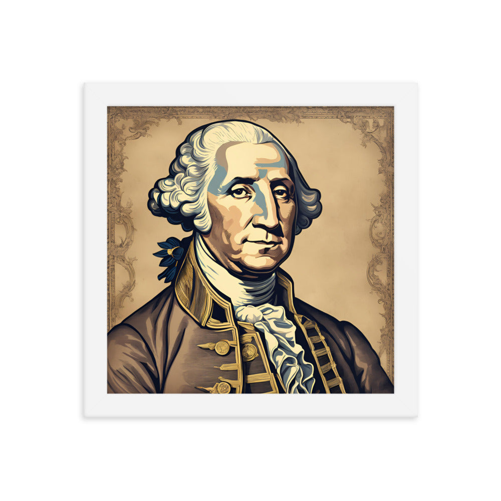 George Washington Portrait on Matte Paper Framed Poster MECHANOID LABS