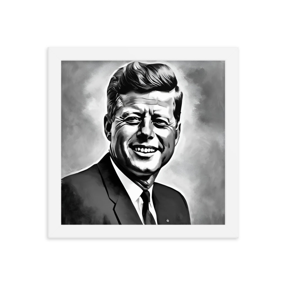 John F. Kennedy Portrait on Matte Paper Framed Poster MECHANOID LABS
