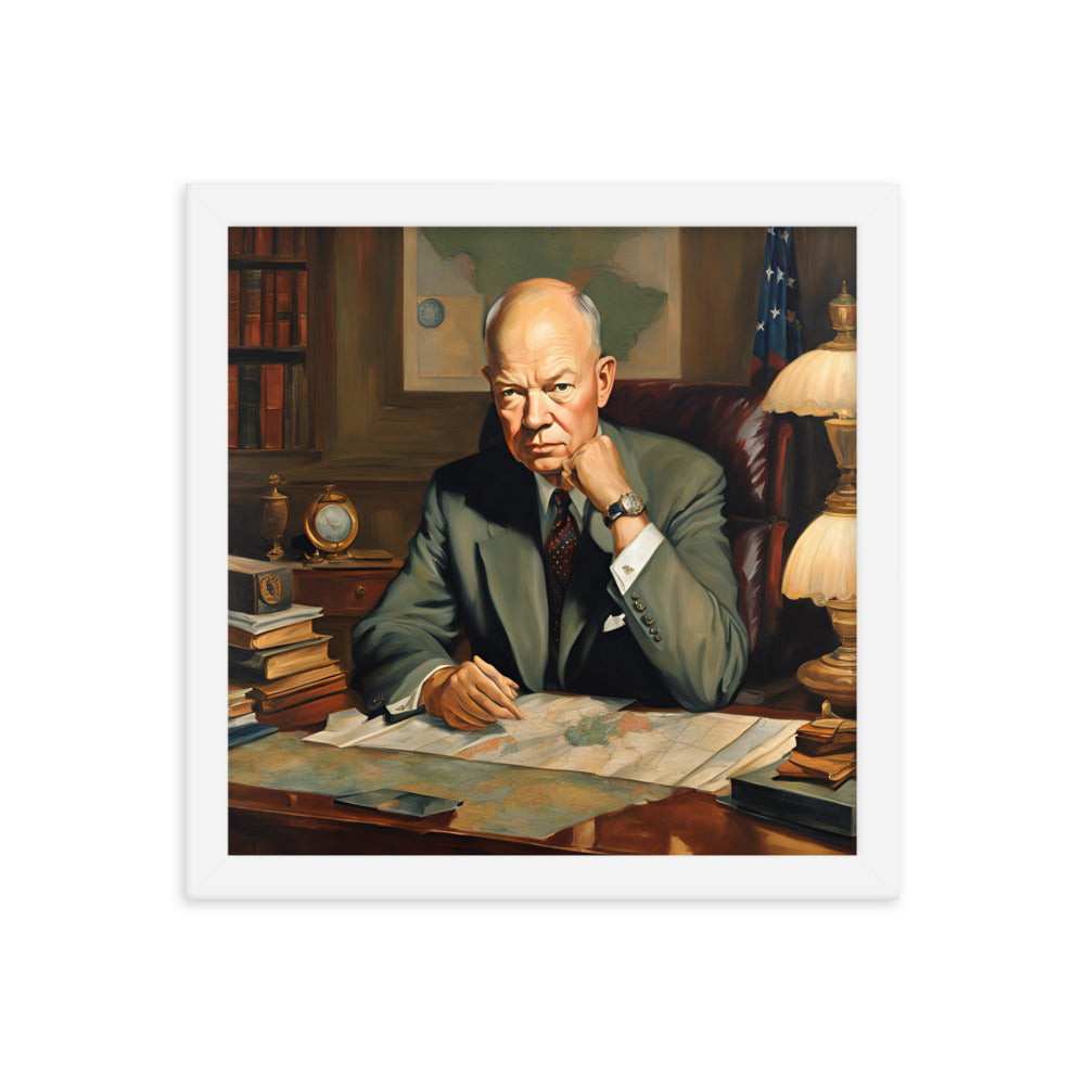 Dwight D. Eisenhower Portrait on Matte Paper Framed Poster MECHANOID LABS