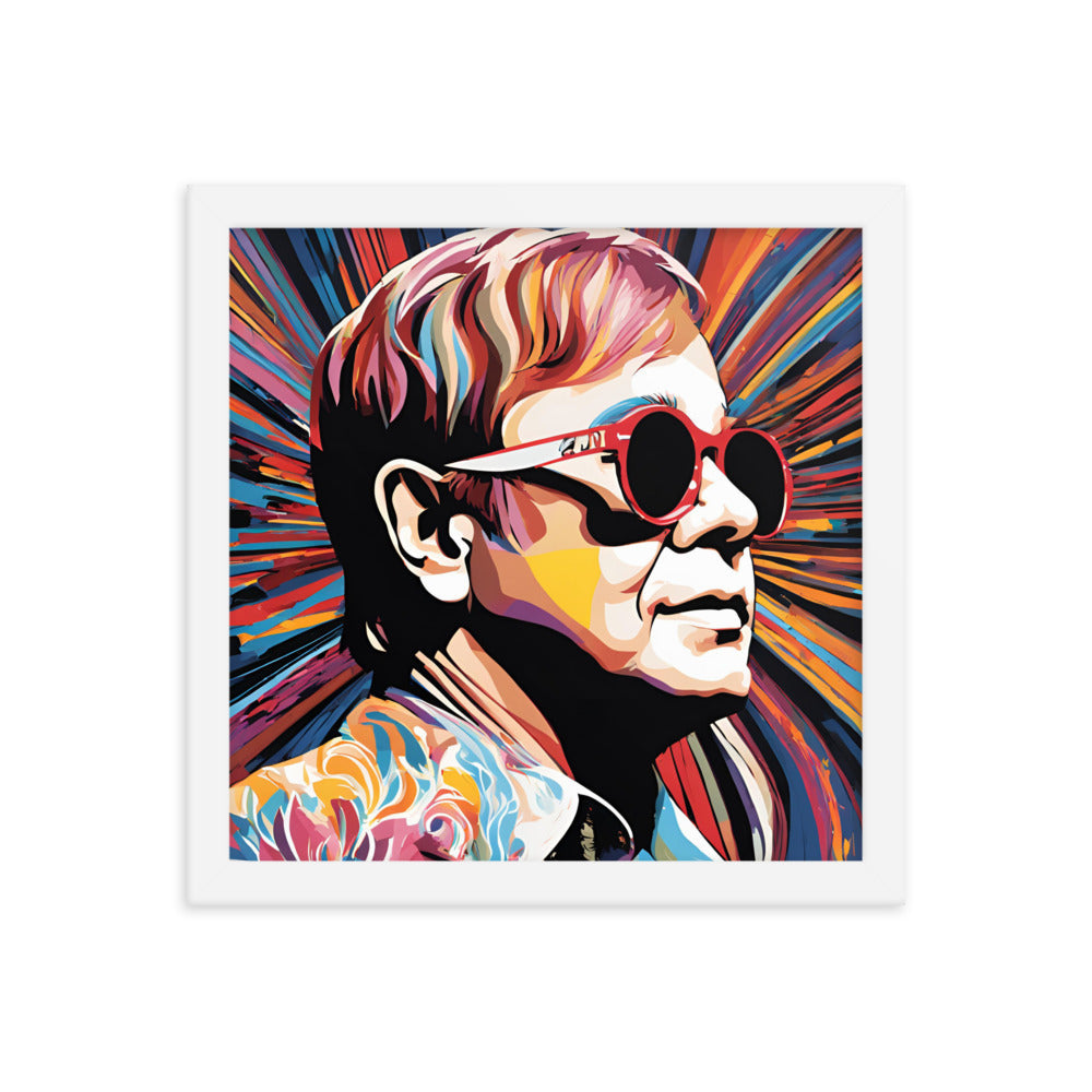 Elton John Portrait on Matte Paper Framed Poster MECHANOID LABS