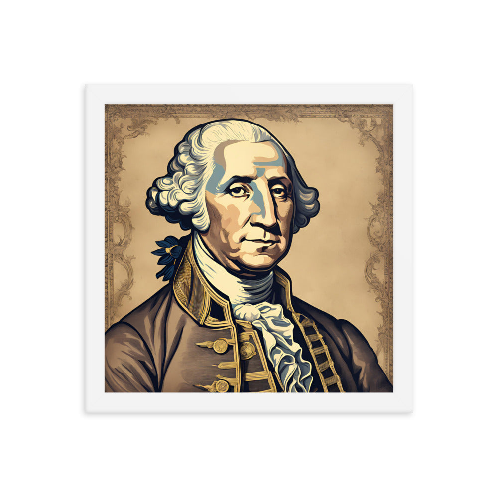 George Washington Portrait on Matte Paper Framed Poster MECHANOID LABS