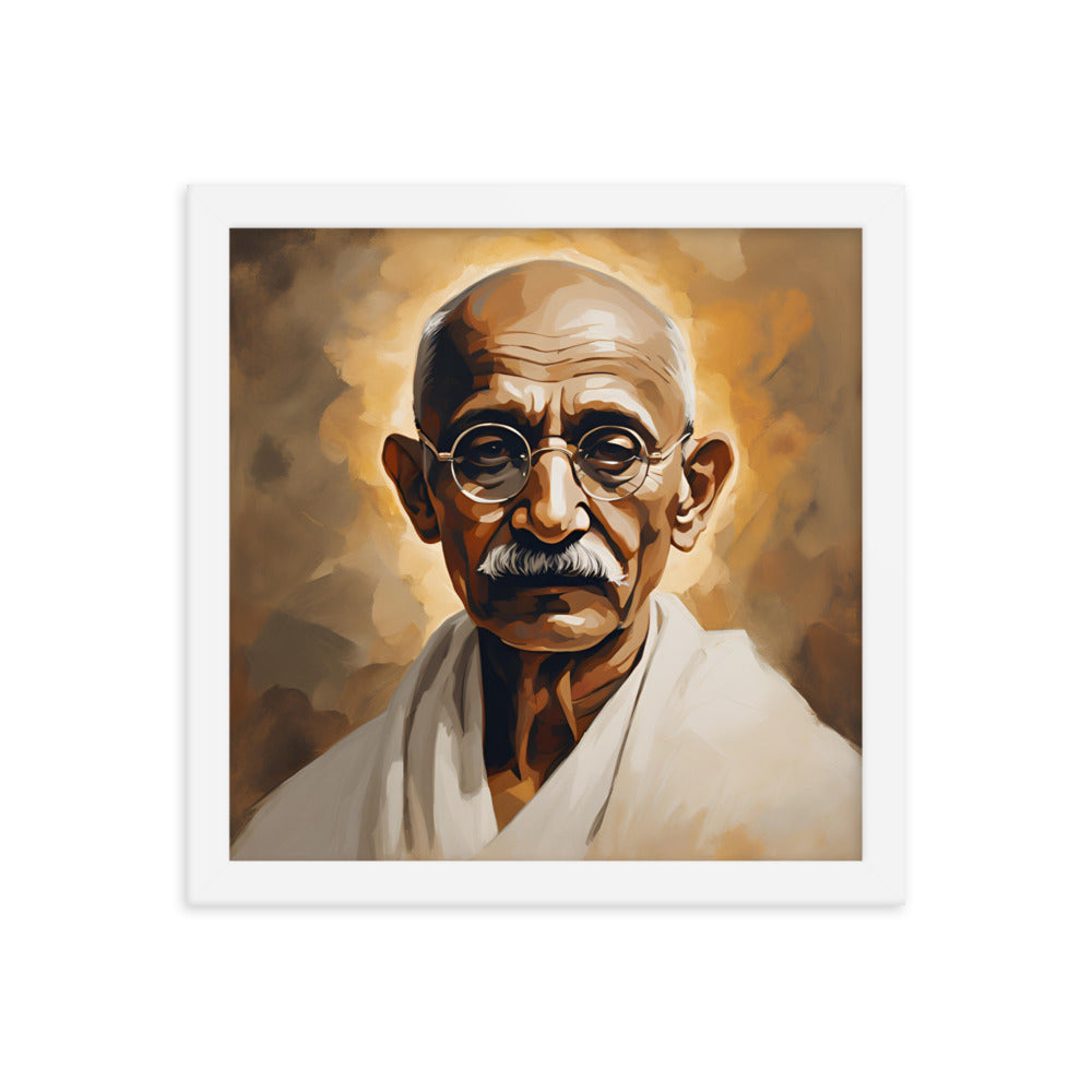 Mahatma Gandhi Portrait on Matte Paper Framed Poster MECHANOID LABS
