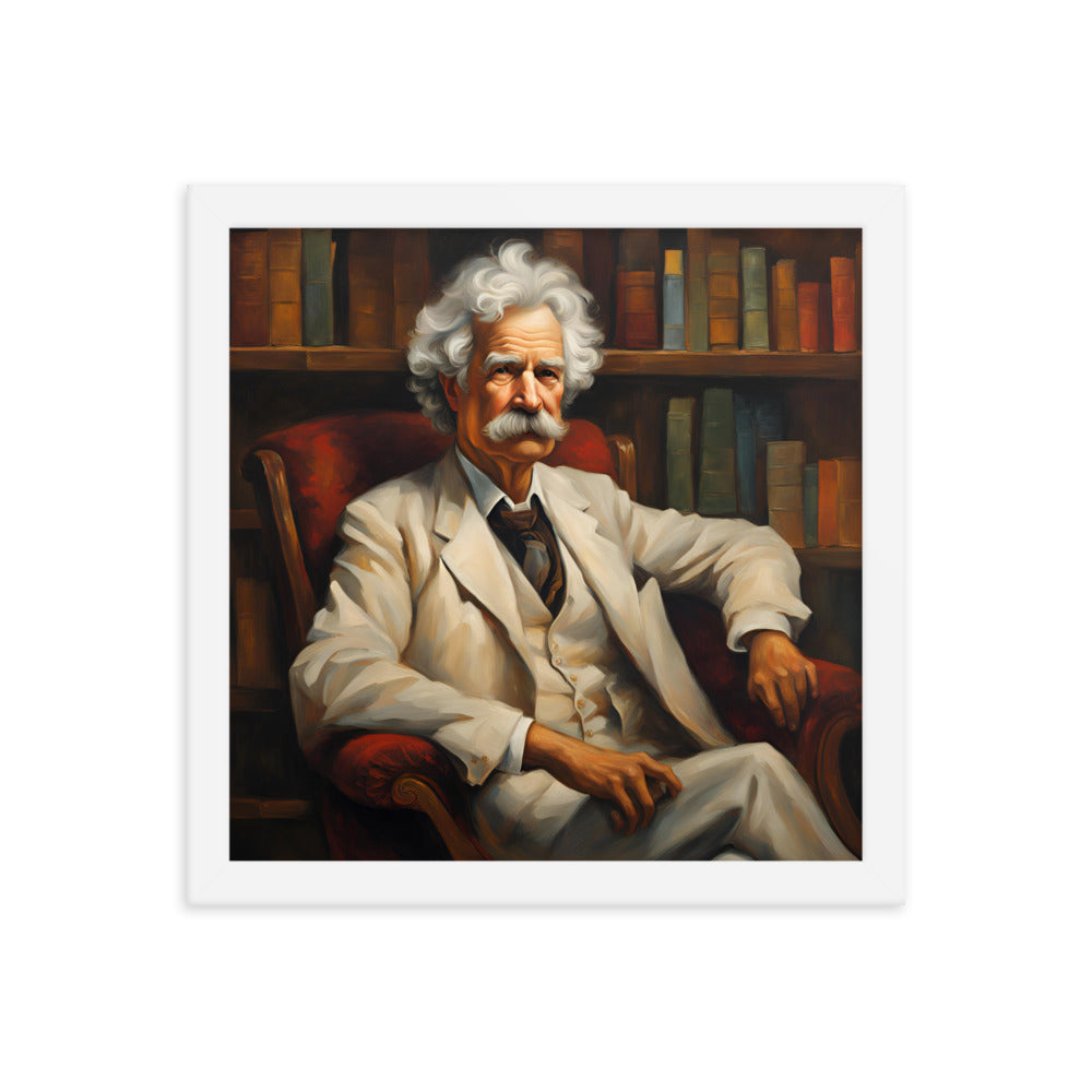 Mark Twain Portrait on Matte Paper Framed Poster MECHANOID LABS