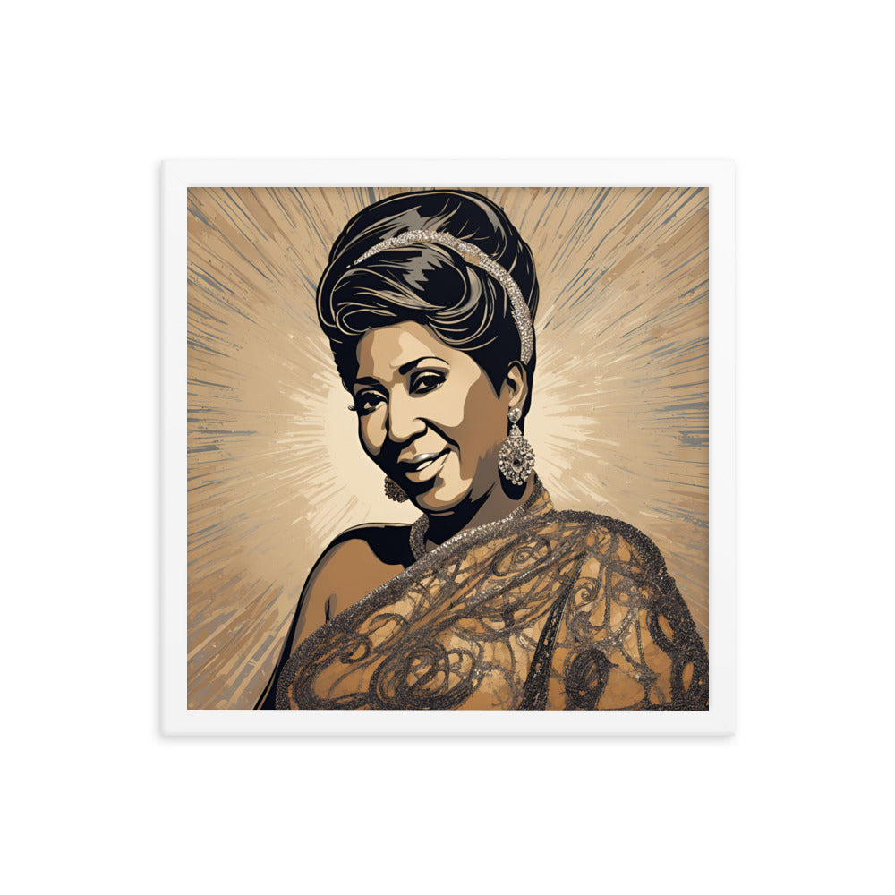 Aretha Franklin Portrait on Matte Paper Framed Poster MECHANOID LABS