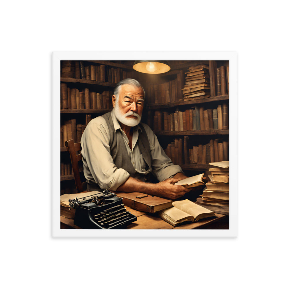 Ernest Hemingway Portrait on Matte Paper Framed Poster MECHANOID LABS