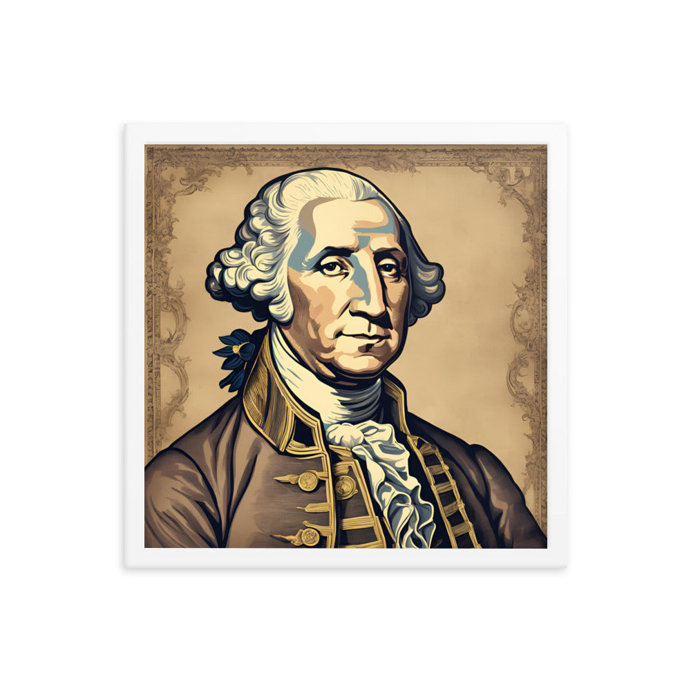 George Washington Portrait on Matte Paper Framed Poster MECHANOID LABS