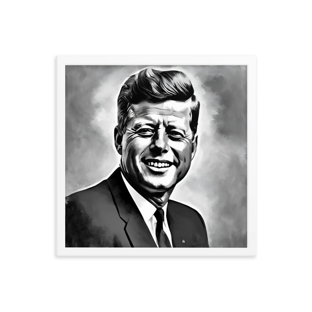 John F. Kennedy Portrait on Matte Paper Framed Poster MECHANOID LABS
