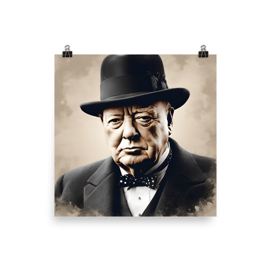 Winston Churchill Portrait on Matte Paper Poster MECHANOID LABS