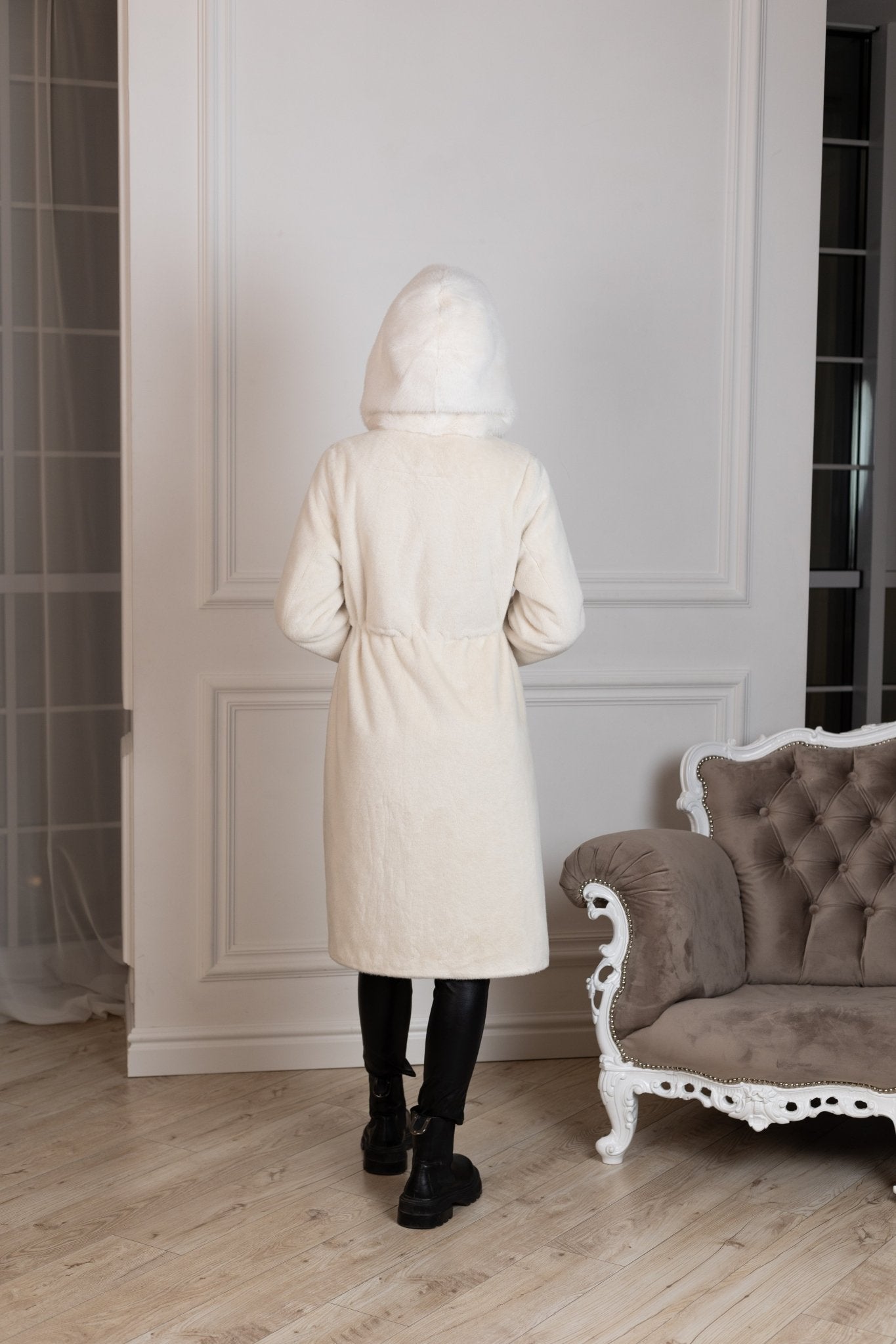 ⇆ Reversible Faux Alpaca Satin Hooded Coat - International Shopping