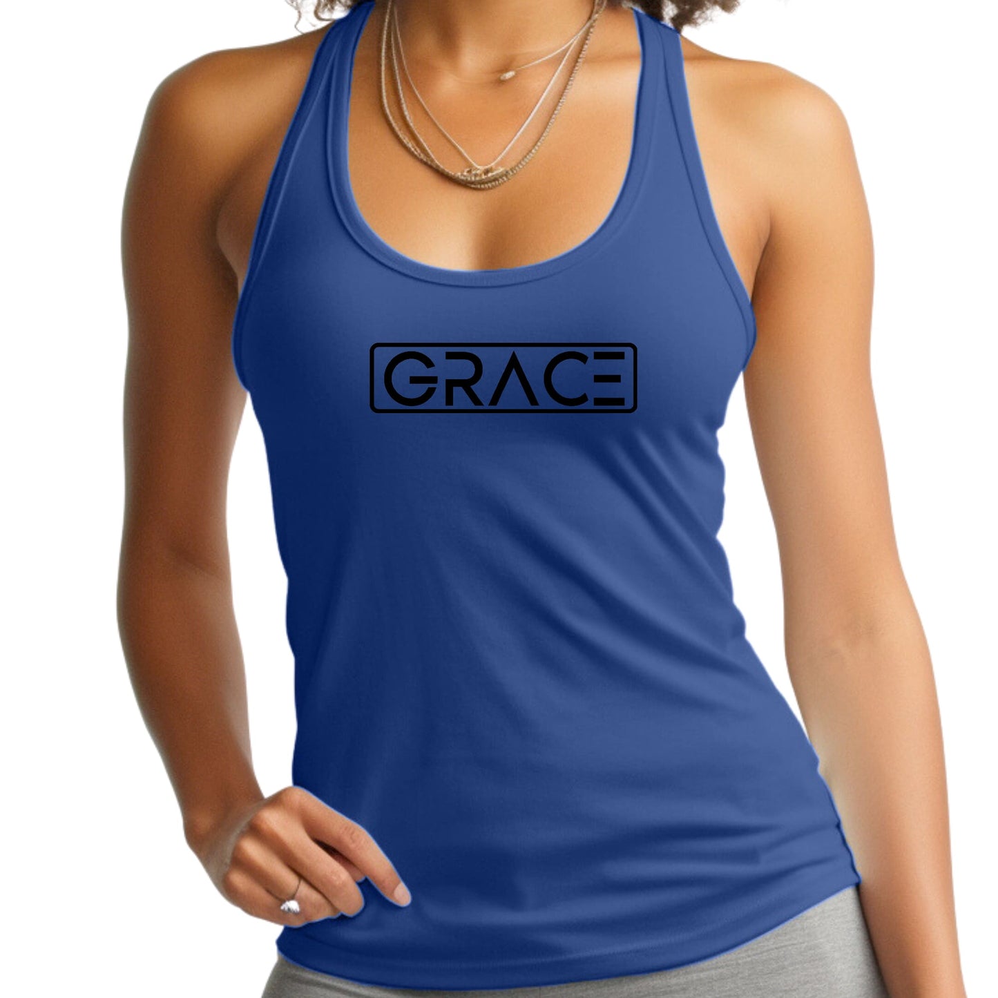 Women's Fitness Tank Top Graphic T-shirt - Grace Christian Black Pebble’s Printables